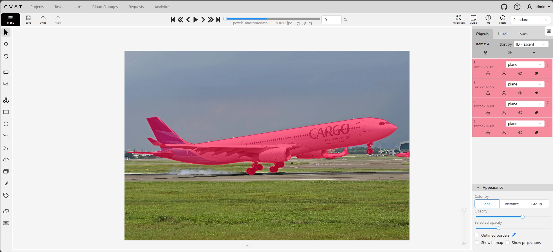 CVAT polygon segmentation - precise boundary tracing on industrial/automotive objects